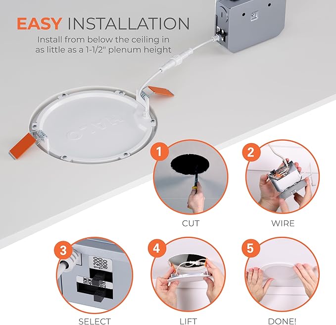HALO HLB 6 in LED Recessed Lighting Canless Dimmable Wet Location Selectable ...
