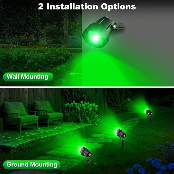 St. Patrick's Day Green Spotlights Outdoor, 14 LED Landscape Lighting wit...