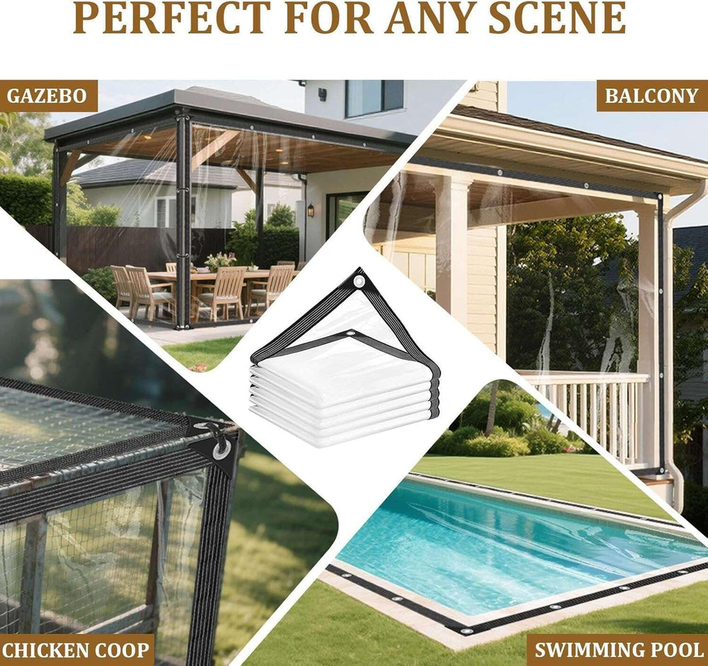 Clear Tarps Heavy Duty Waterproof, Clear Vinyl Tarp with Grommets 7x10ft
