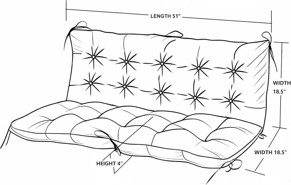 QILLOWAY Outdoor Swing Cushion Waterproof Replacement Cushion for 3 Seater Po...