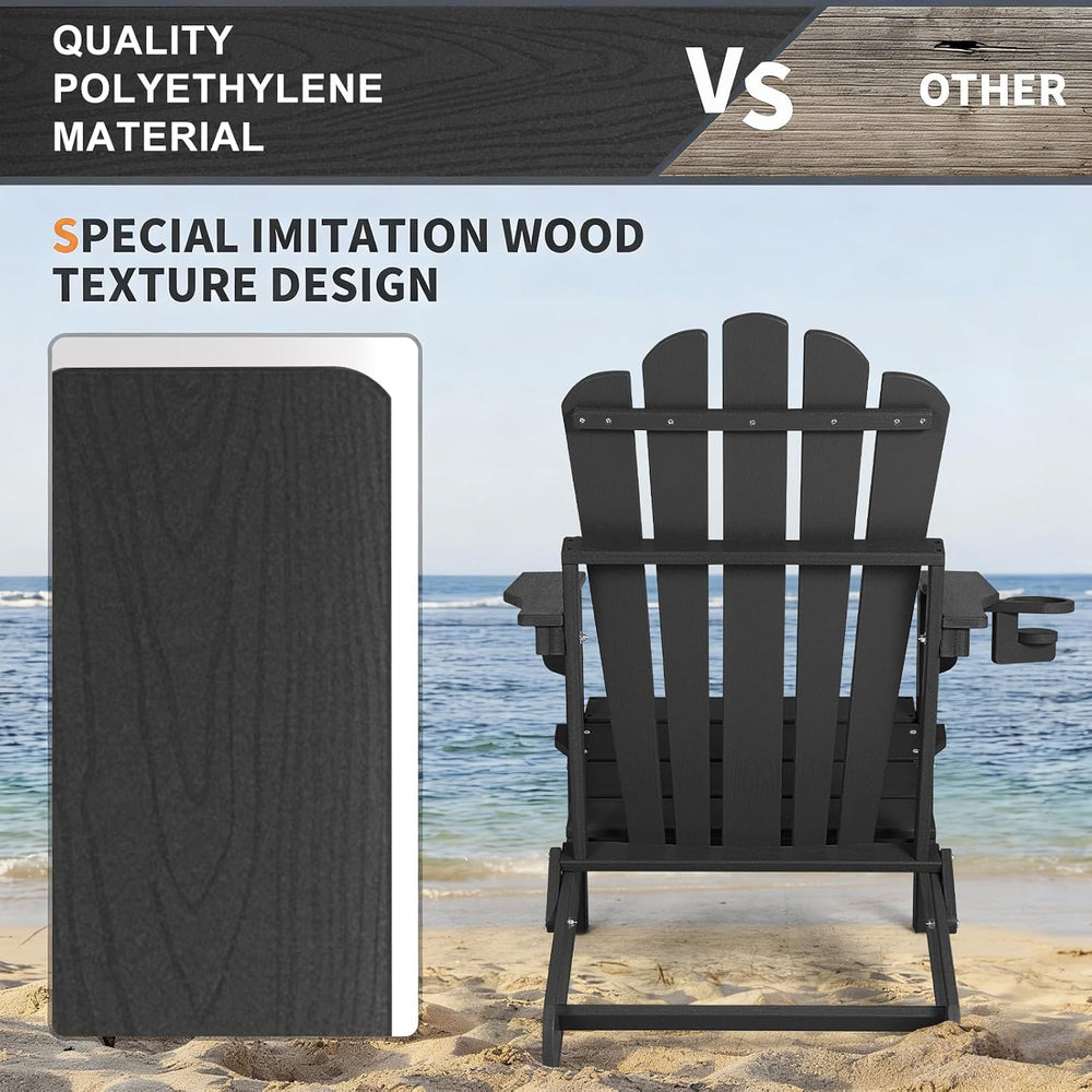 FUNBERRY Oversized Folding Adirondack Chair Set of 2, Fire Pit Chair 400LBS