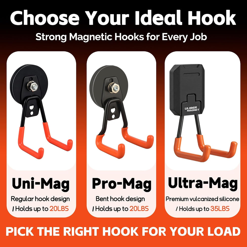 ULIBERMAGNET Pro-Mag Upgraded Heavy Duty Magnetic Garage Hooks,4 Pack Strong ...