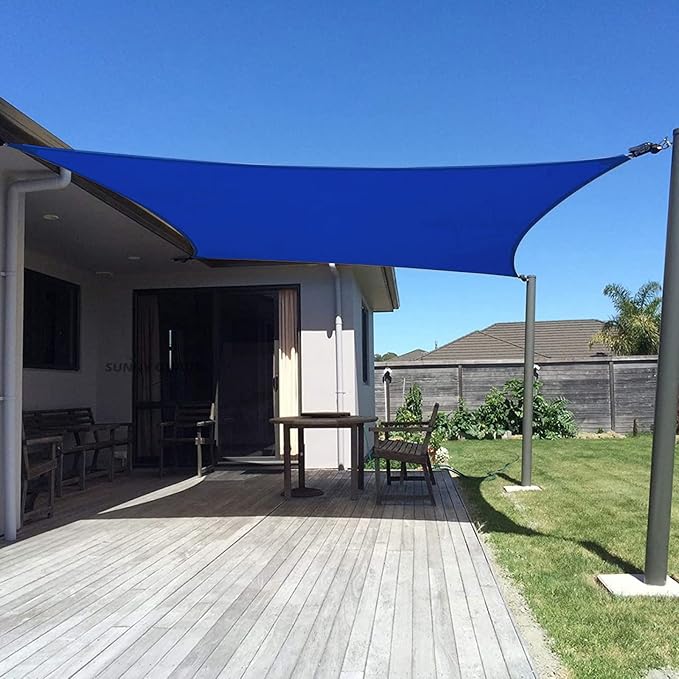SUNNY GUARD Sun Shade Sail 7' X 13' Rectangle Blue UV Block Sunshade ...