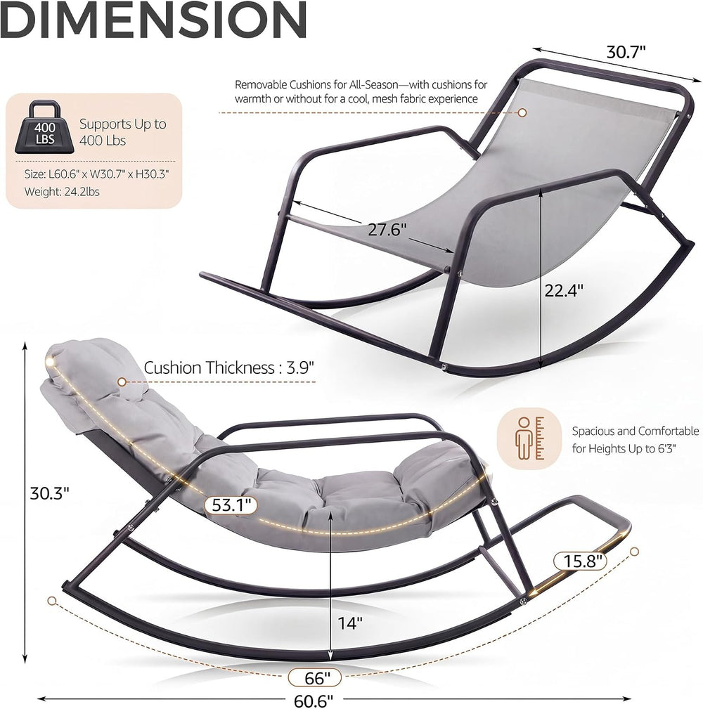RADIATA Papasan Rocking Chair with Footrest, Outdoor Rocking Lounge Chair