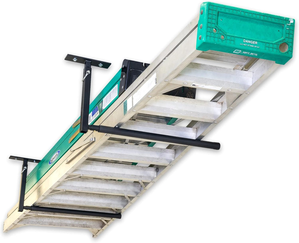 StoreYourBoard Adjustable Overhead Ladder Rack – Garage Organizer Ladder Shel...