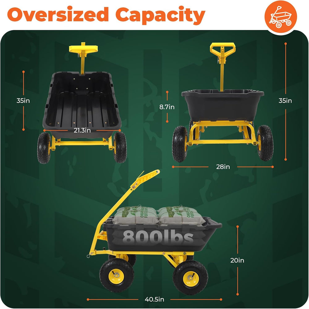 Sekey Garden Dump Cart, 1000 lb Capacity, Quick-Release Bed