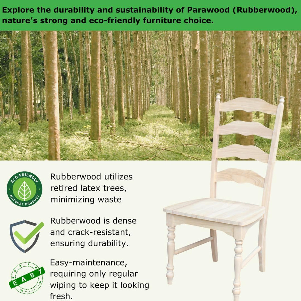 IC International Concepts Set of 2 Maine Solid Wood Chairs, Unfinished