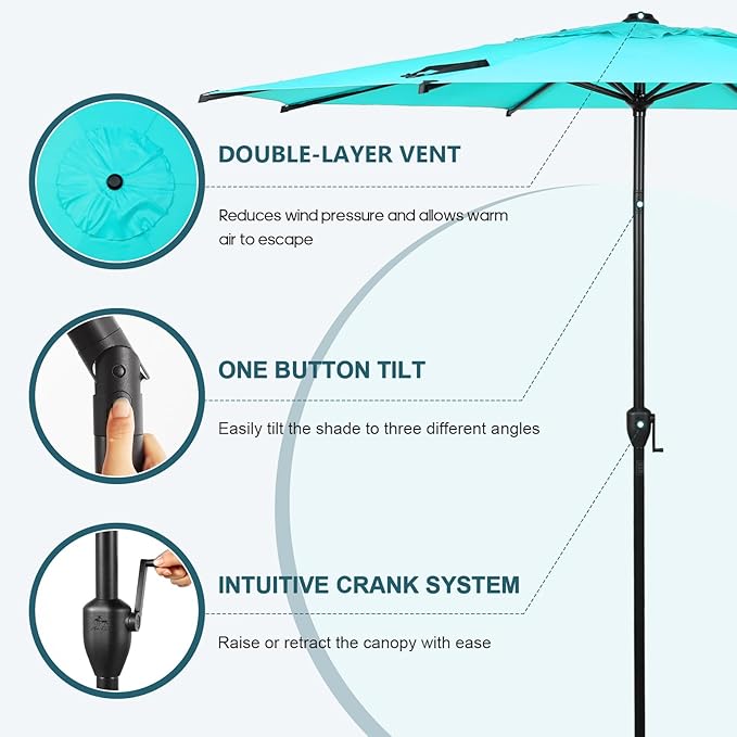 Abba Patio 9FT Lyon Outdoor Patio Umbrella Outdoor Table Umbrella with Push B...