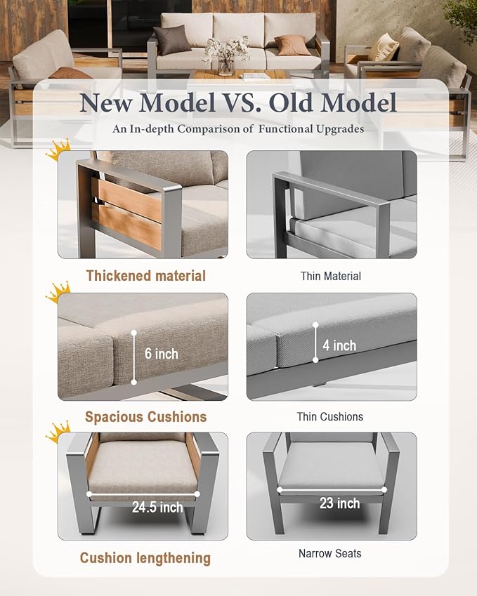 ZANDOR Outdoor Aluminum Patio Furniture - 1 Pcs 3-Seat, All-Weather Metal Mod...