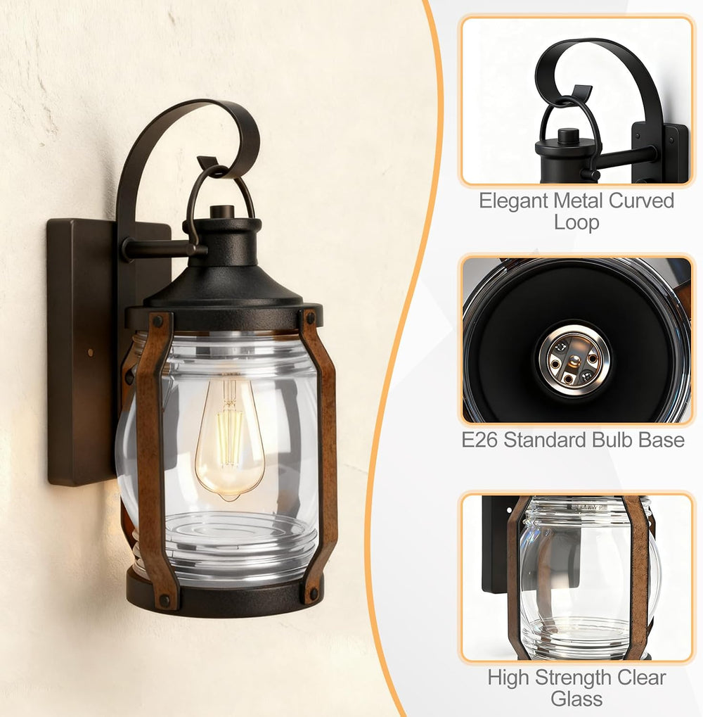 Outdoor Wall Lantern Lights, Black Exterior Wall Sconce Garage Light Fixtures...