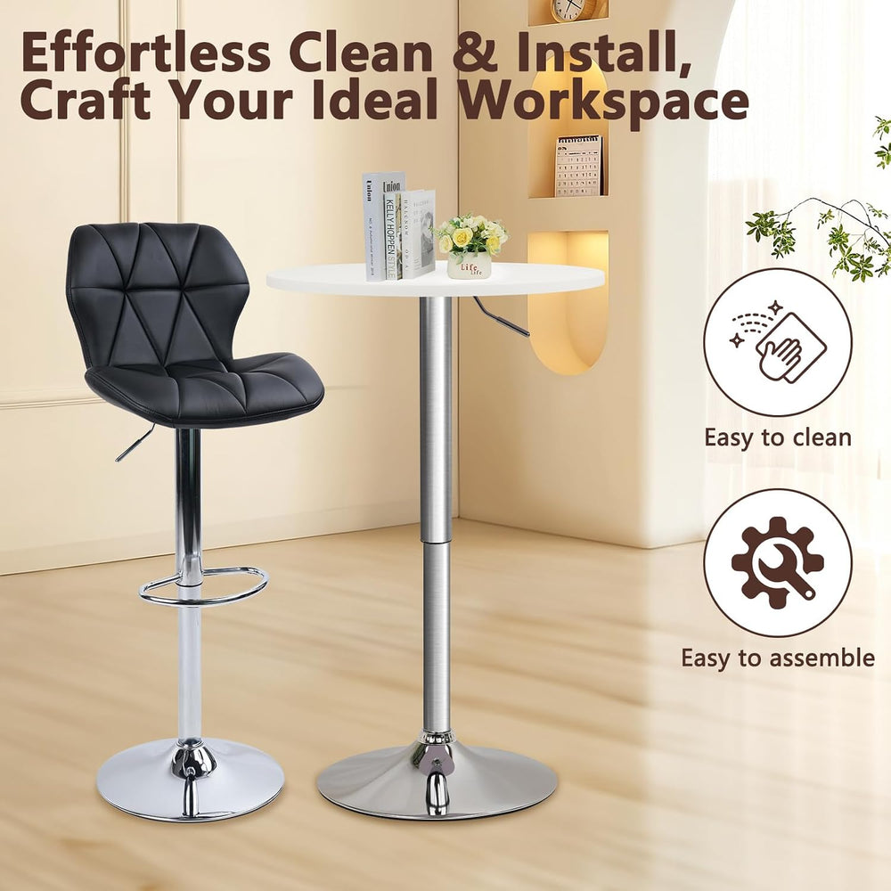 CLATINA Round Bar Table, Height Adjustable 26"-36" Bistro Pub Table...