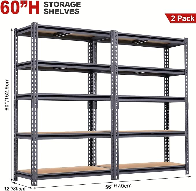 Garage Storage Shelves 2PCS, 60'' H Shelving Units and Storage, 2400 ...