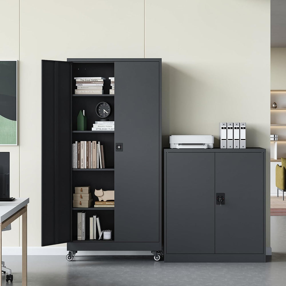 Metal Garage Storage Cabinet with Wheels,75" H Locking Tool Cabinet with...