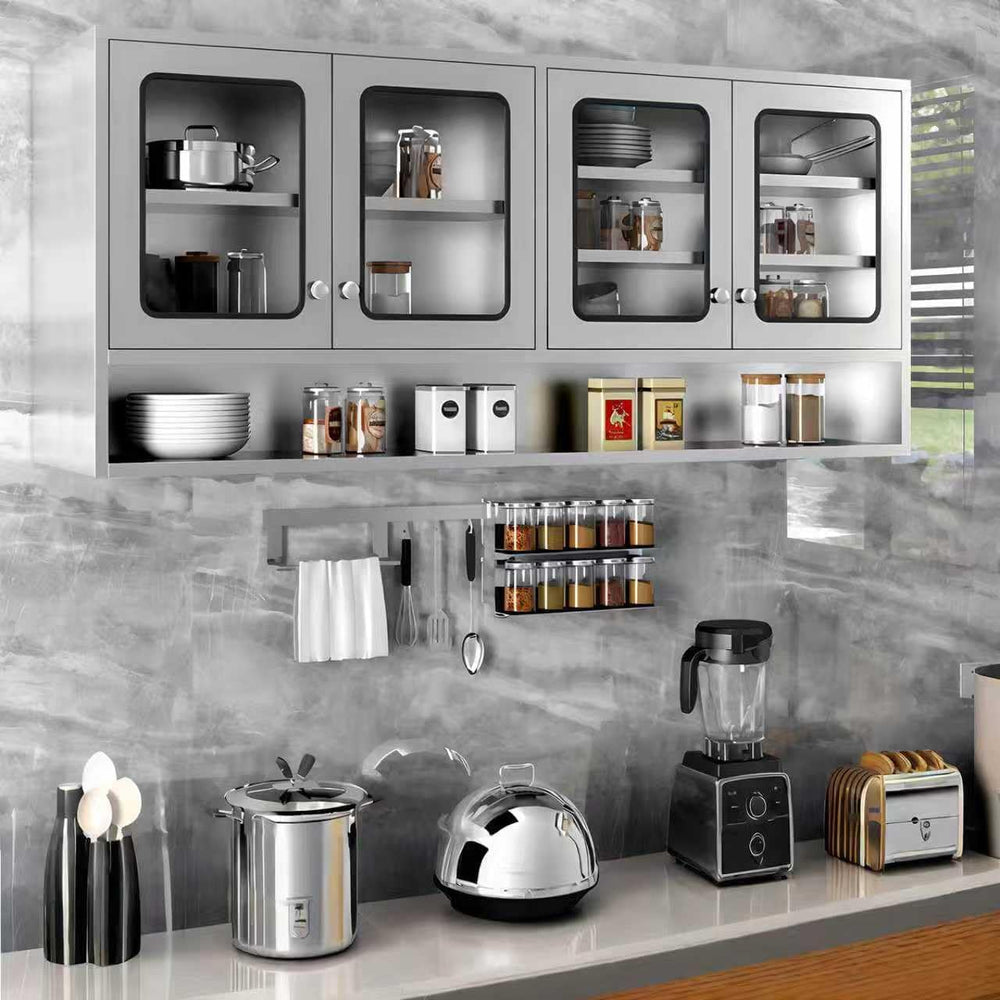ZZV 70.87“ Kitchen Wall Cabinet, Stainless Steel Wall Mounted Cabinet with Ad...