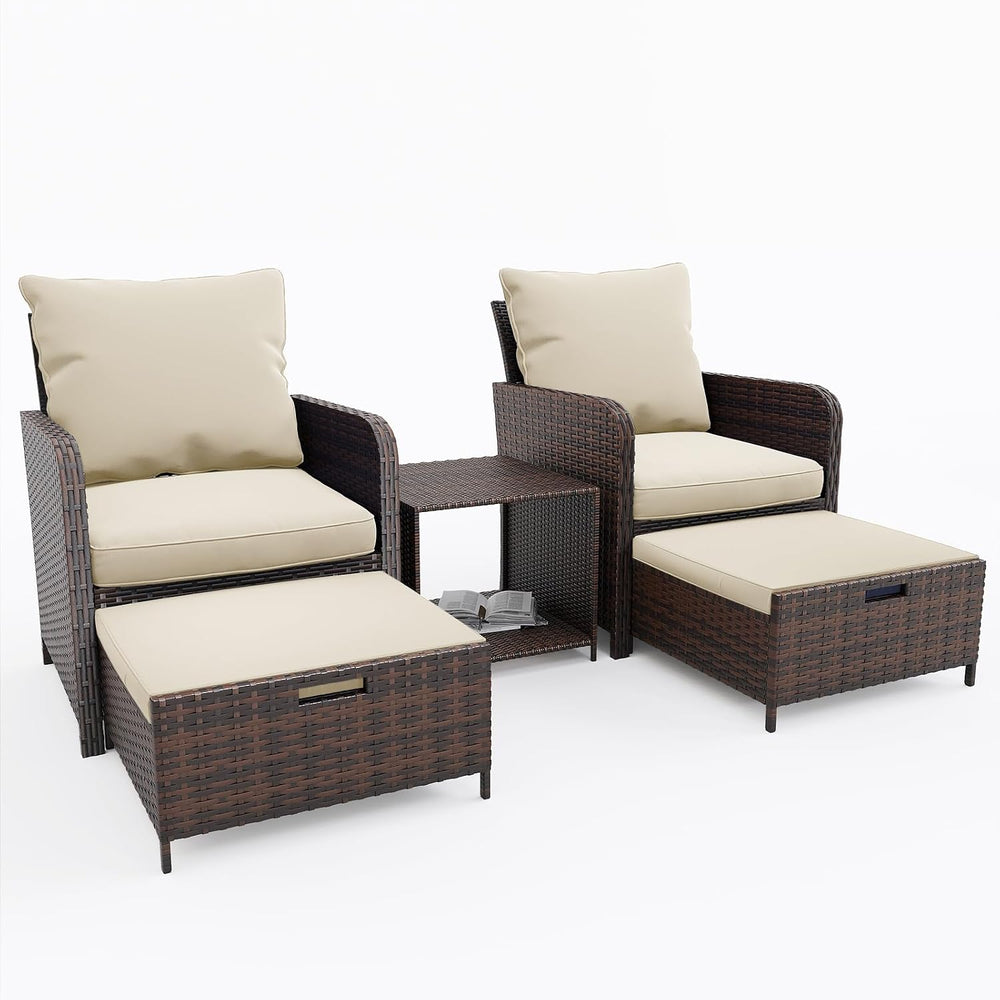 UDPATIO Balcony Furniture, Space-Saving Patio Chairs with Ottoman