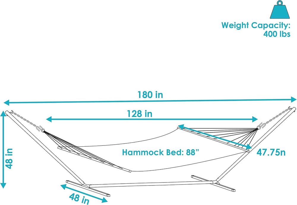 Sunnydaze XL Caribbean Rope 2-Person Hammock and Stand Combo, Red