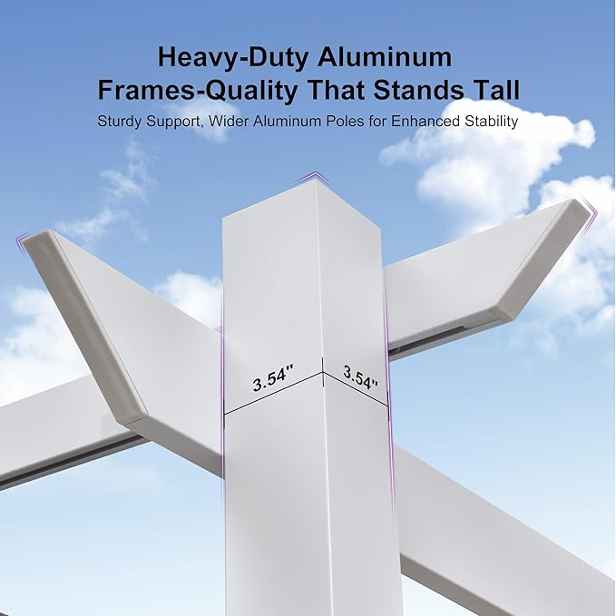 PURPLE LEAF 10' x 13' Aluminum Outdoor Pergola White Wind-Resistant R...