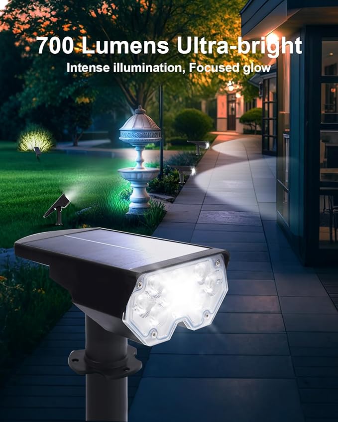 4 Pack Solar Powered Outdoor Spot Lights Outside Waterproof 20 LEDs Landscape...