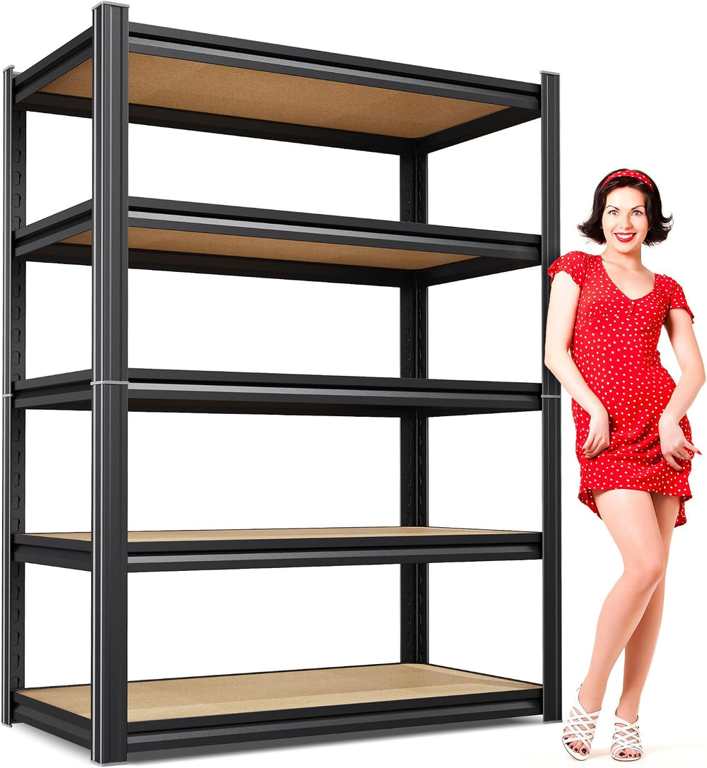 71" H-35 W Garage Shelving-5 Tier Storage Shelves,Adjustable Heavy Duty ...