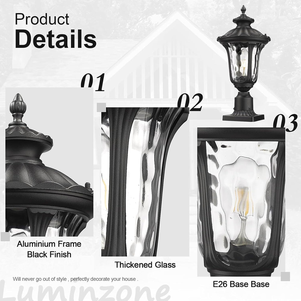 Outdoor Post Lights Fixtures, 18'' Medium Black Aluminum Waterproof a...