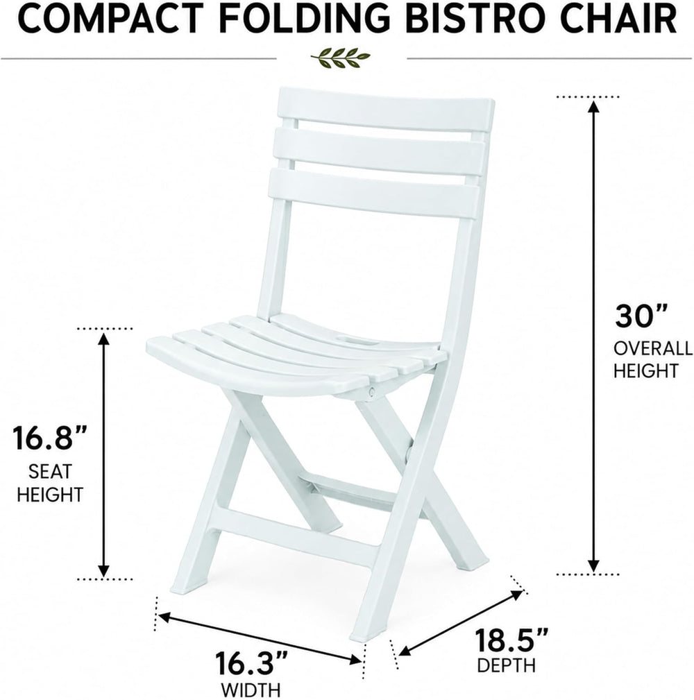 3-Piece Outdoor Bistro Set with Folding Table and Chairs, White