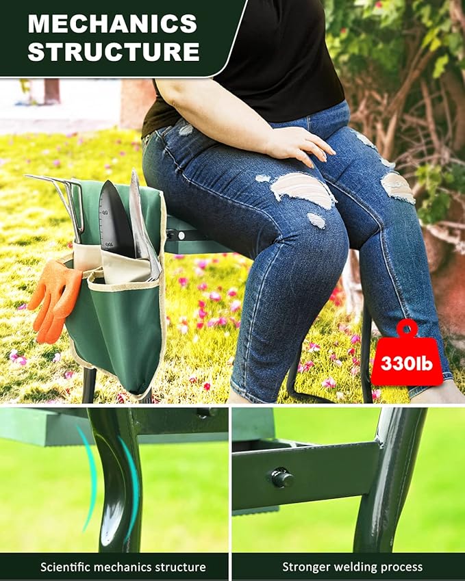 KVR Garden Bench for Kneeling and Sitting Foldable Garden Kneeler and Seat He...
