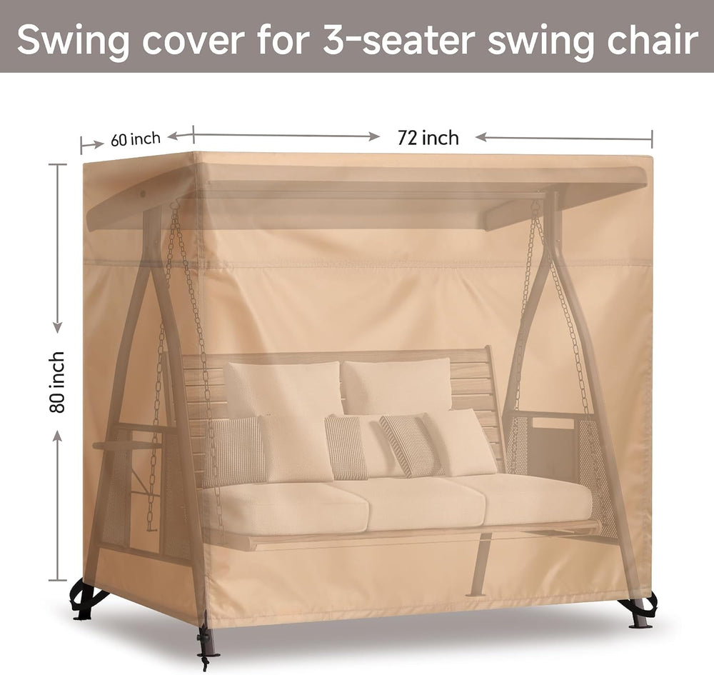 Outdoor 3 Triple Seater Hammock Patio Swing Chair Cover, Water-Resistant, All...