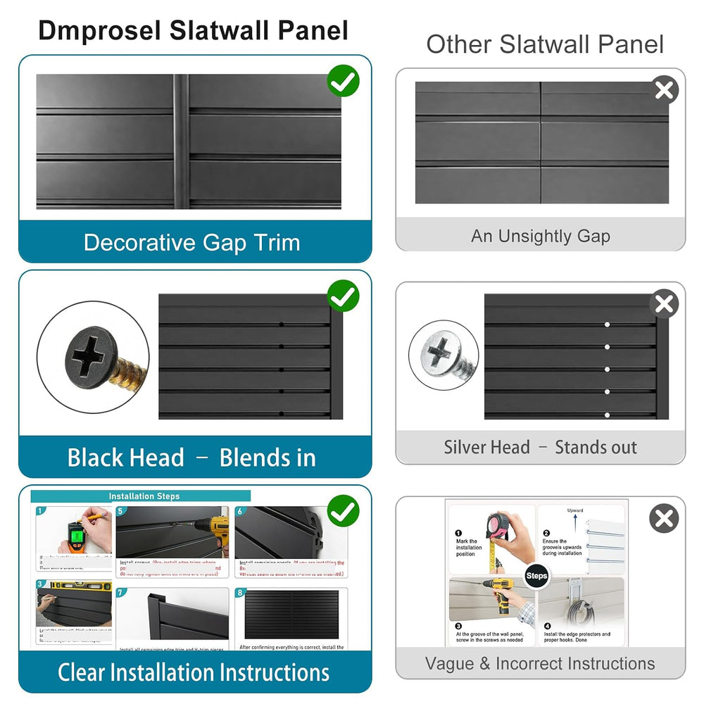PVC Slat Wall Paneling 4x8 ft, Black Slatwall Panel for Storage