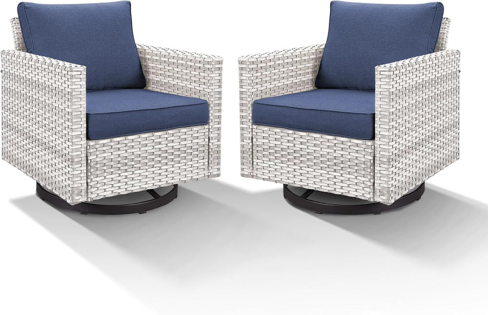 Outdoor Swivel Rocking Chairs,360 Degree Patio Swivel Glider Chair Set of 2 w...