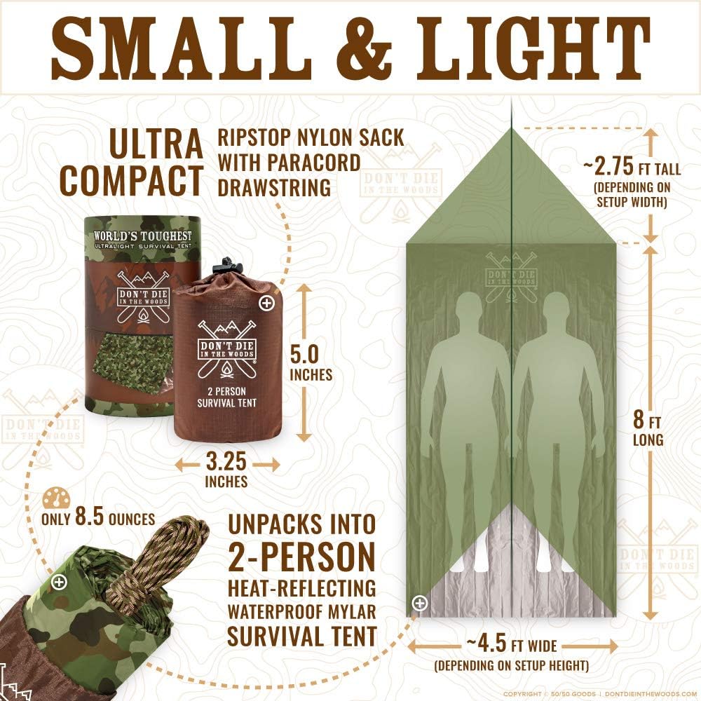 Emergency Tent with Paracord – Ultralight Thermal Mylar Survival Shelter