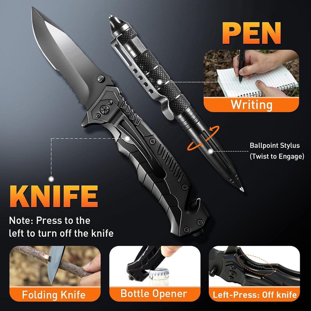 27-in-1 Survival Gear Kit, Camping Tools for Hiking, Fishing & Emergencies