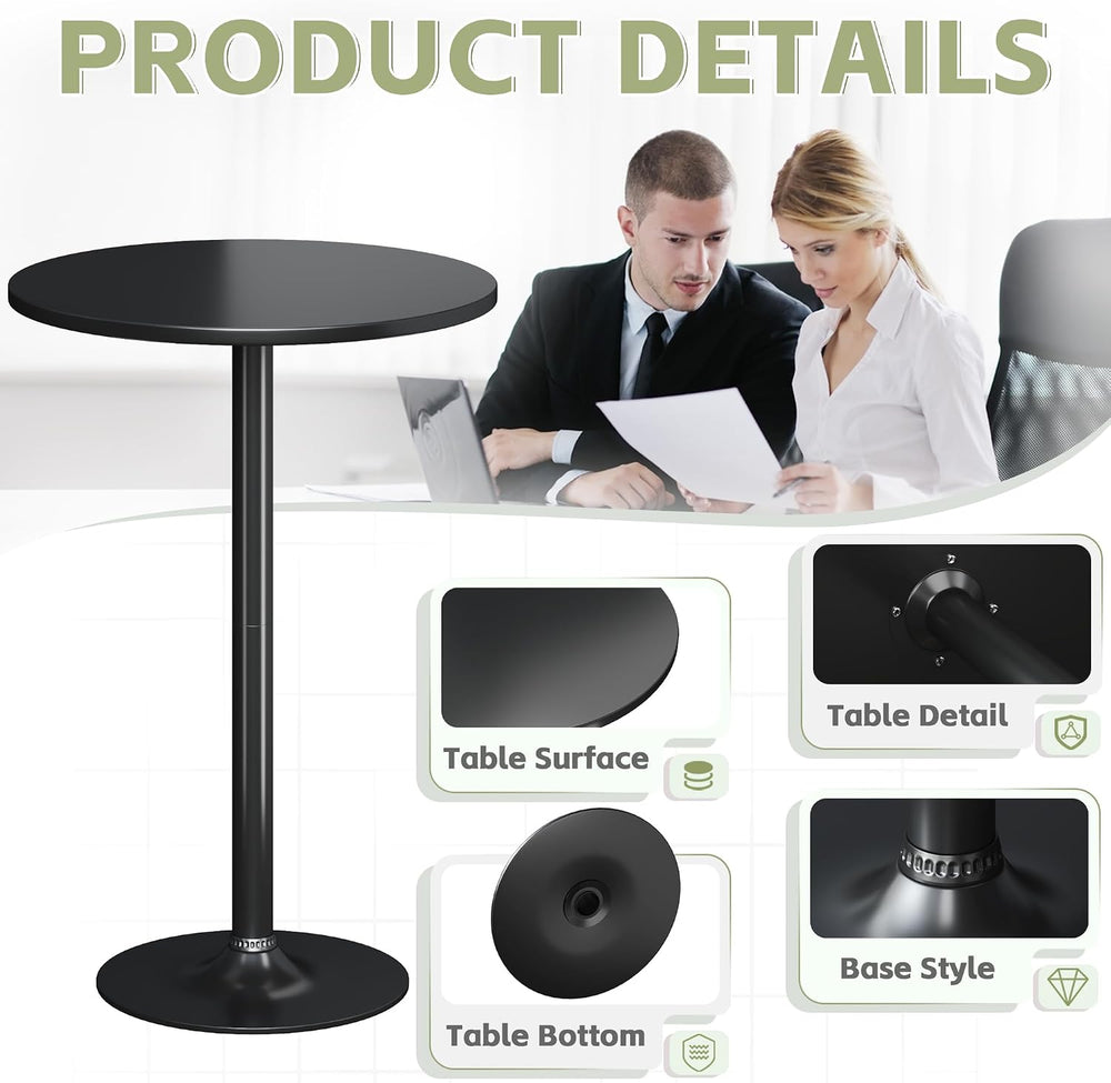 Flamaker Round Bistro Pub Table Modern Style Metal Base MDF Top Cocktail Bar ...