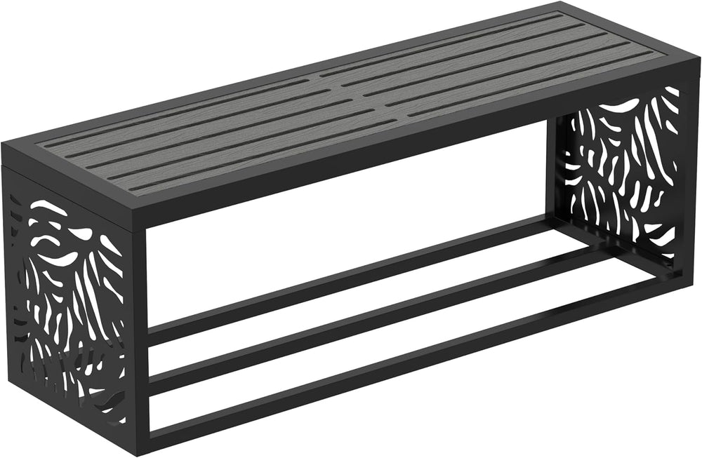 47" Outdoor Storage Bench, HDPE Seat, Steel Frame, Summer