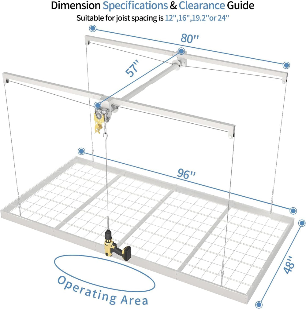 Overhead Garage Storage Rack – 4x8 FT Garage Ceiling Storage Racks with Safet...