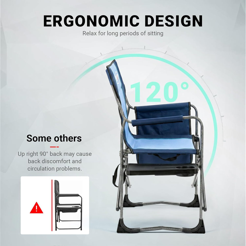 Overmont Folding Camping Chair with Side Table, Cooler Bag, 400 lb Capacity