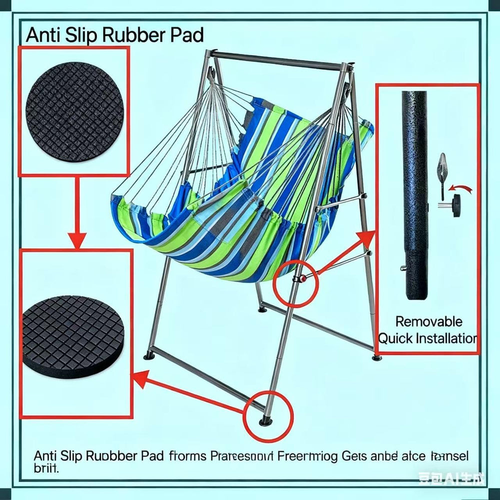 Hammock Chair Stand with X-Large Swing Chair with Footrest,Anti-Tip Thickened...