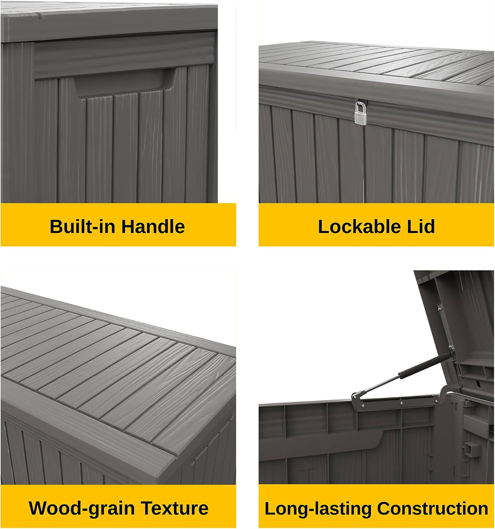 EAST OAK Outdoor Storage Box, 180 Gallon Deck Box, Large Resin Storage Bin fo...