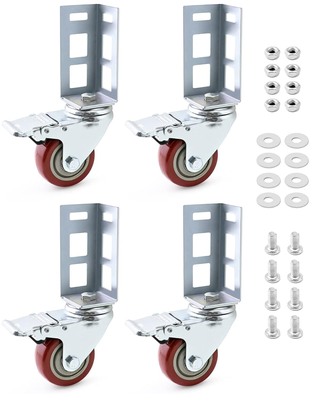 QWORK 3" Caster Wheels for Boltless Shelving – 500 lb Load Capacity, 4 P...