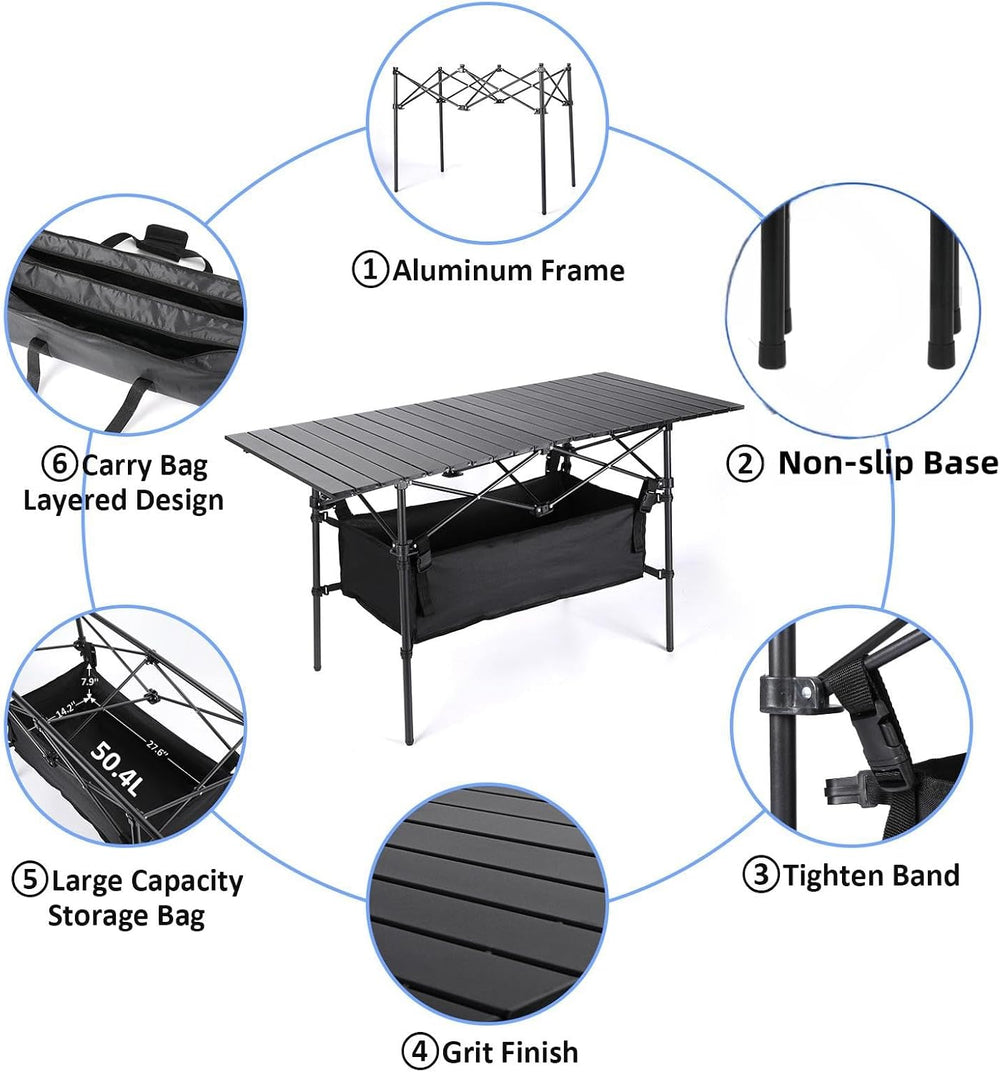 Moosinily Camping Table 4Ft Lightweight Metal Folding Picnic Camp Table Porta...