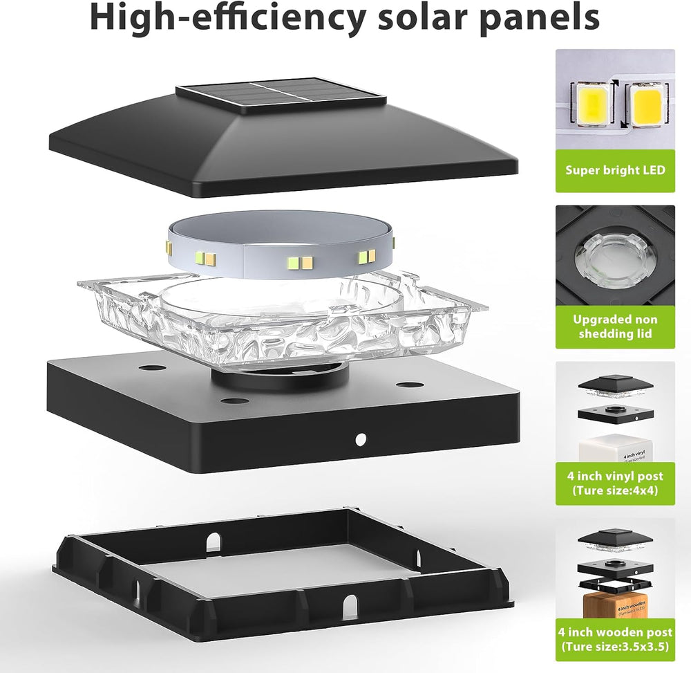 JOFIOS 4x4 Solar Post Cap Light 24Pack, 2 Modes Waterproof for Deck Fence