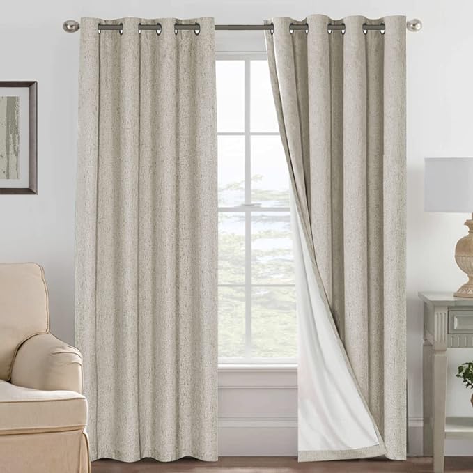 H.VERSAILTEX 100% Blackout Curtains for Bedroom Thermal Insulated Linen Textu...