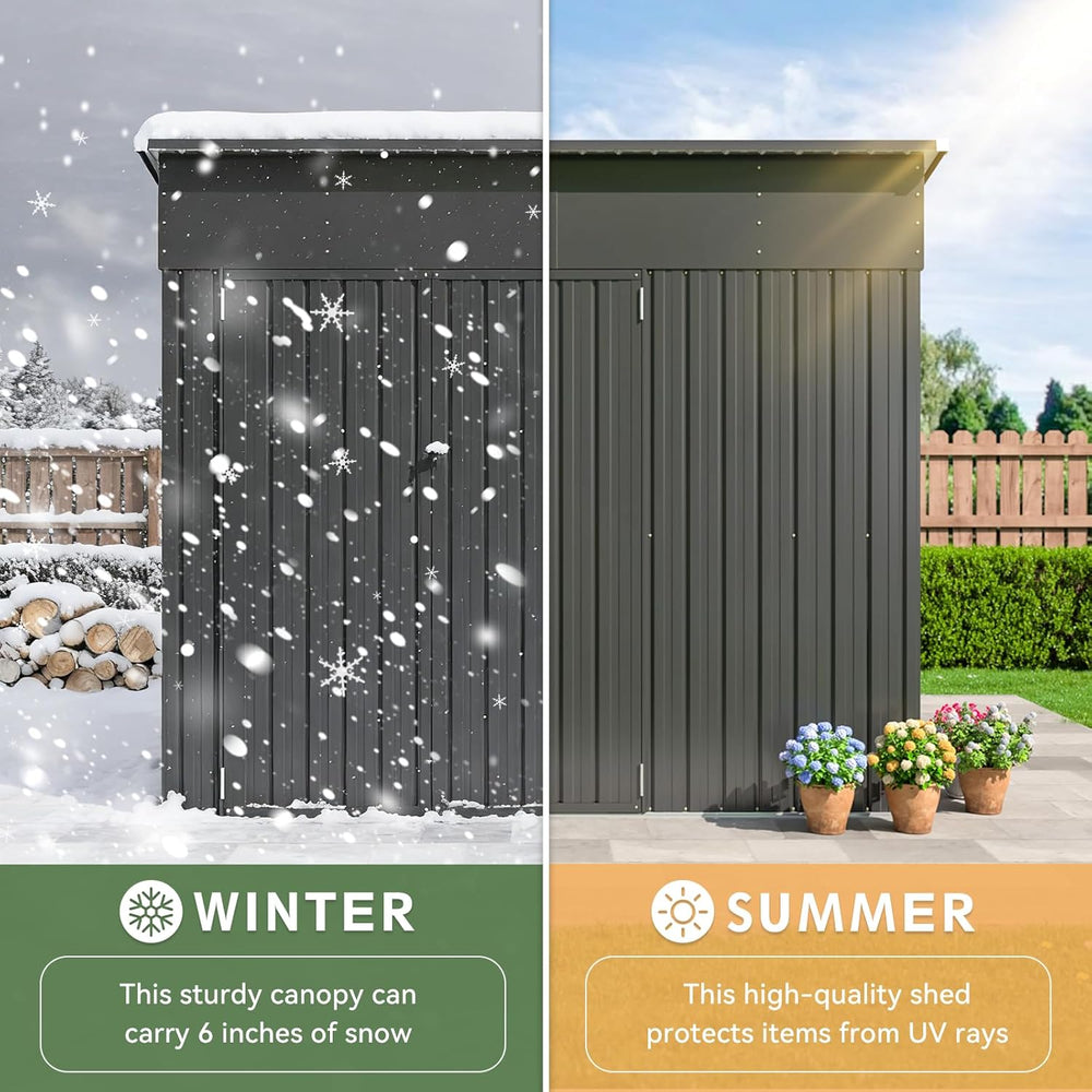 Aoxun 7.5'x4' Triple Door Shed Outdoor Storage Shed Black
