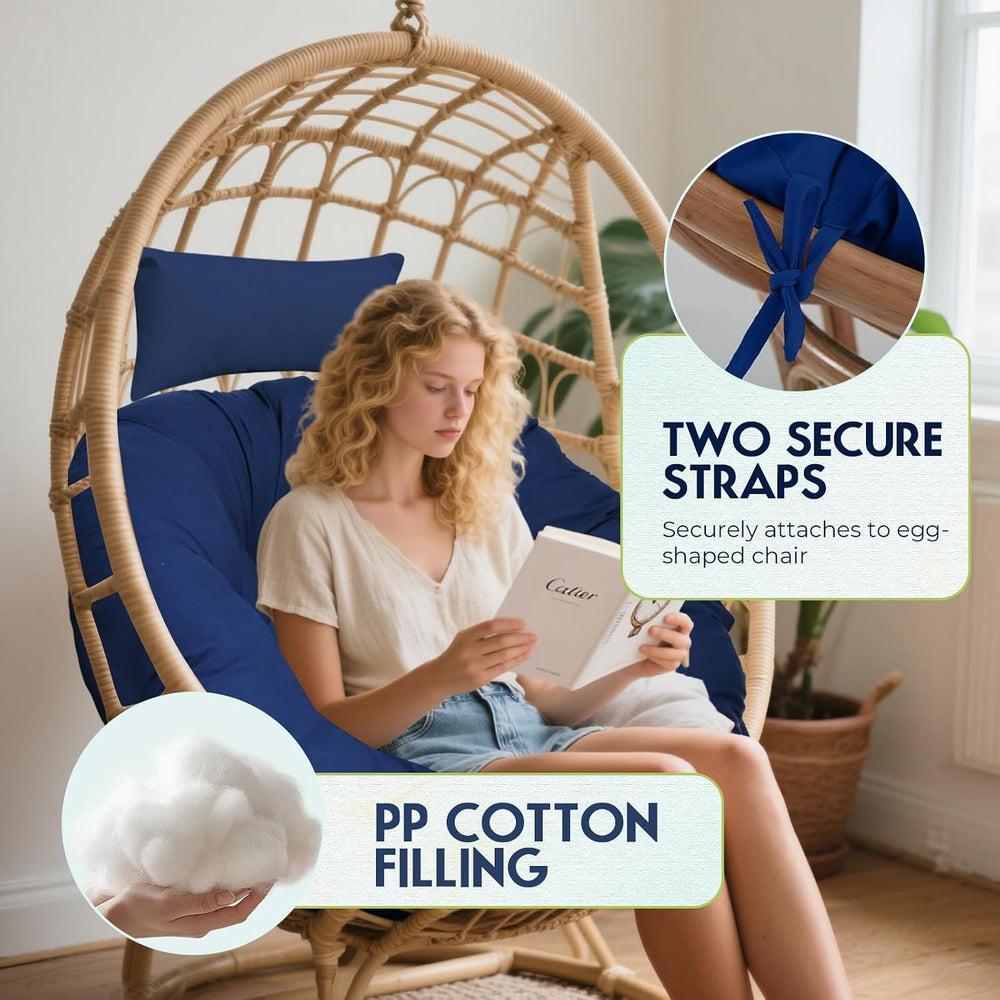 Round Egg Chair Cushion with Pillow, 5 Inch Thick Outdoor Egg Chair Cushion