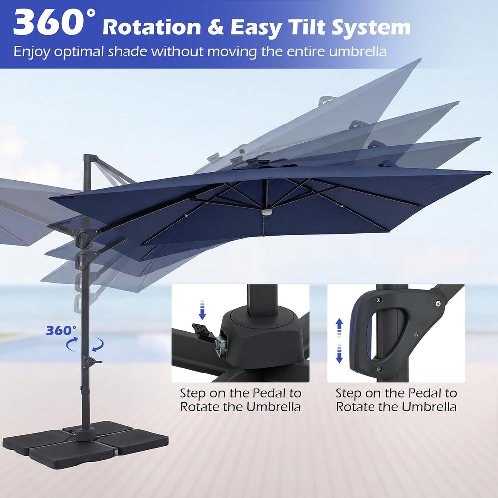 Tangkula 10ft Patio Umbrella with Solar Lights, Offset Cantilever Outdoor Umb...