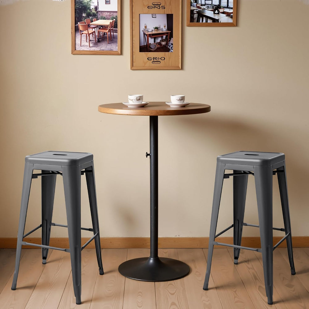 Furmax 30'' Metal Bar Stools Set of 4, Stackable for Indoor Outdoor, ...