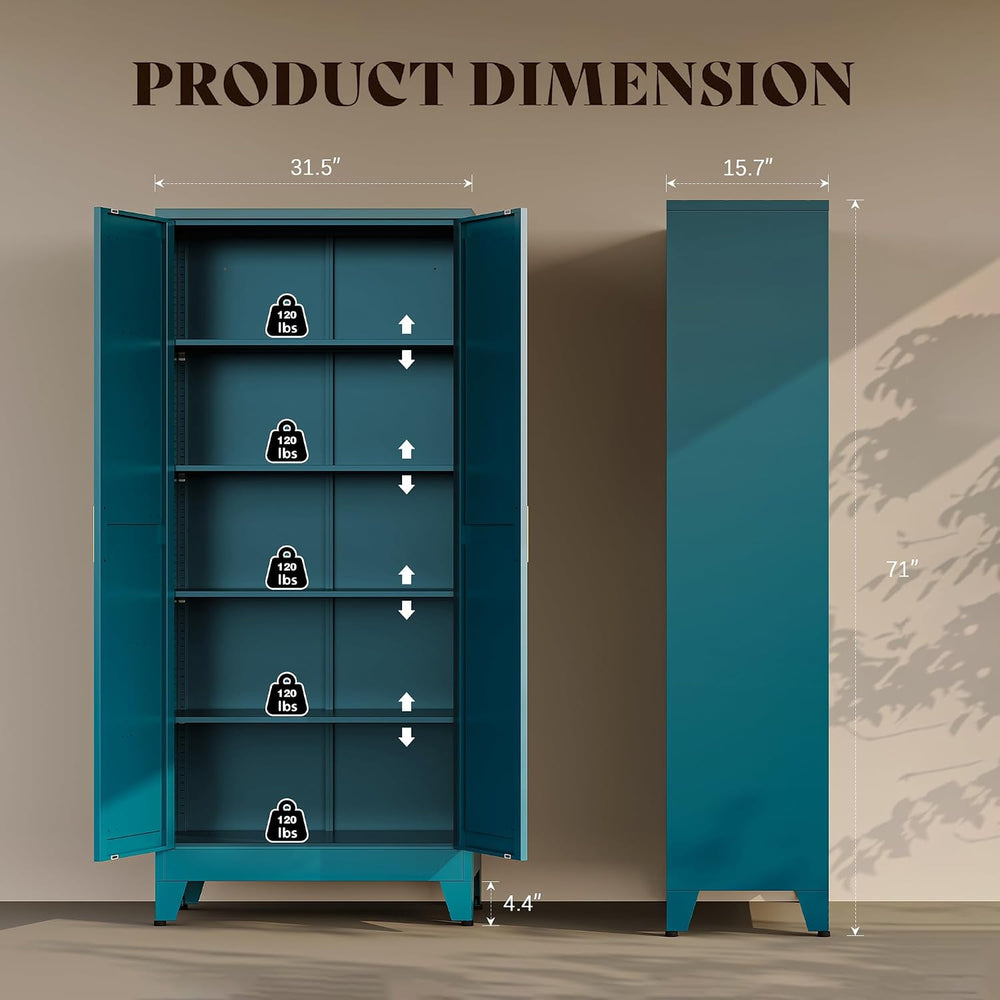 71" H Garage Storage Cabinets with Doors and Shelves,Metal Storage Cabin...
