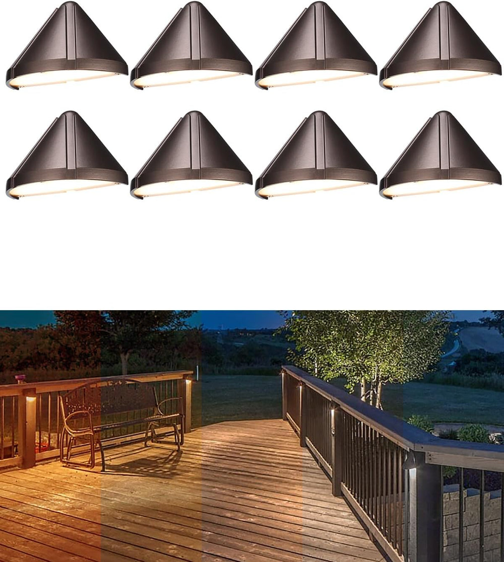 LEONLITE 8-Pack 5CCT Low Voltage LED Deck Light Triangle Oil Rubbed Bronze