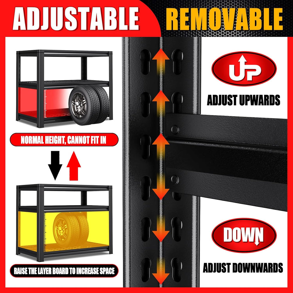 71.2" H Garage Shelving Heavy Duty Storage Shelves, 5T Adjustable Metal ...