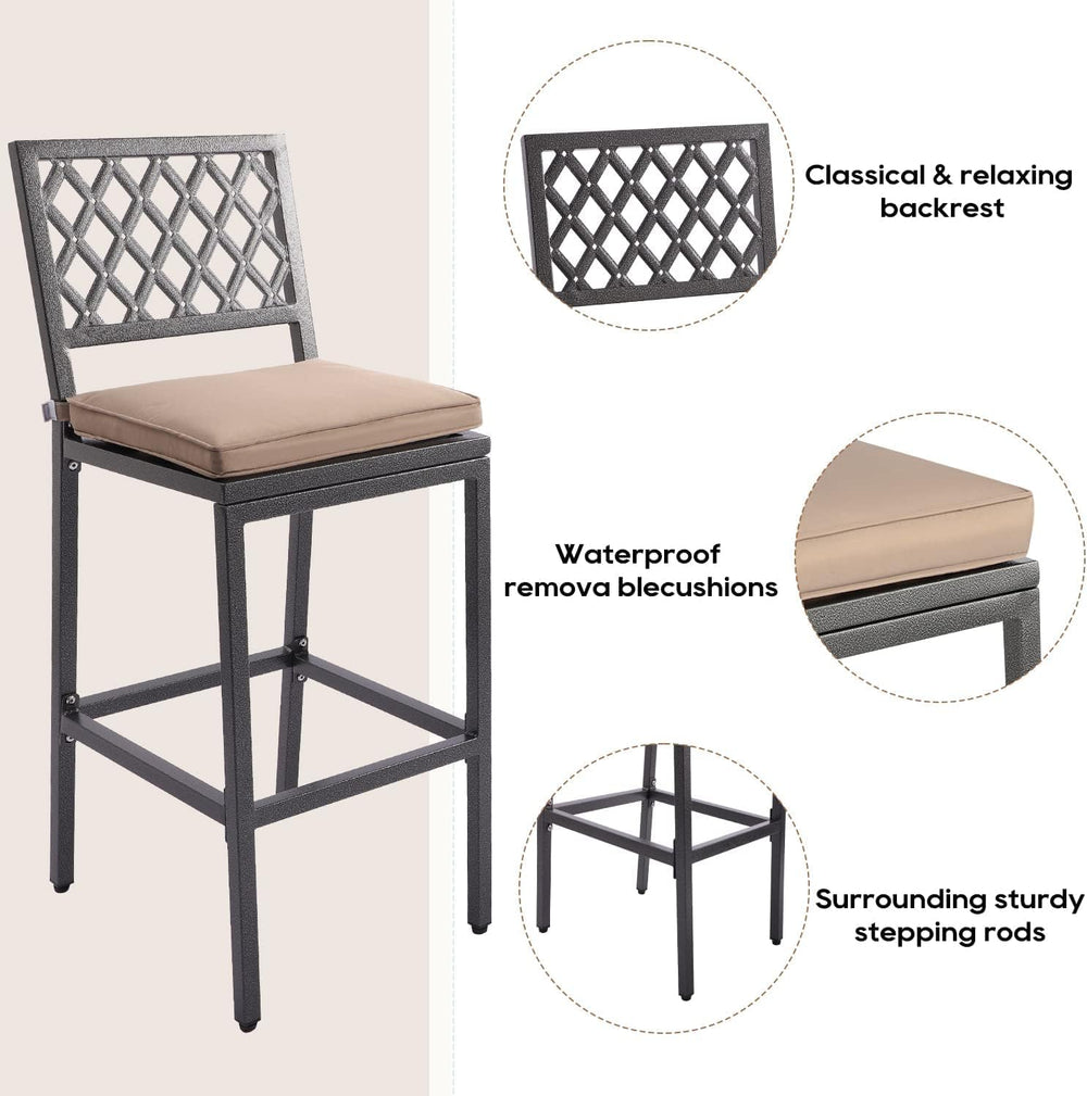 Outdoor Bar Chairs and Table, Metal Outdoor Bar Set, 3 Piece Patio Bar Table ...