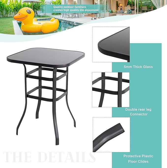 Vongrasig 5 Piece Patio Swivel Bar Set, All Weather Mental Textilene High Swi...